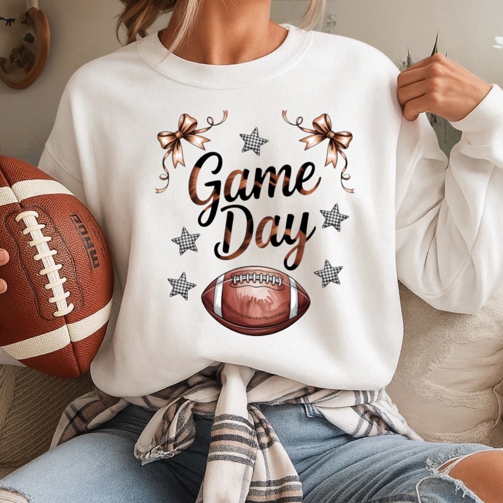 Football Game day sweatshirt  White New S M L XL Personalize it with your team